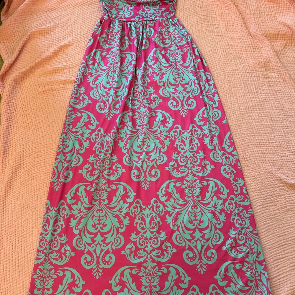 Vibrant Pink and Blue Patterned Dress